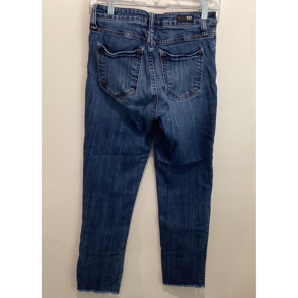 Kut from the Kloth Mia HighRise Skinny Jeans Dark Wash Raw Hem Size 00 KP0995MA2 - Picture 3 of 6